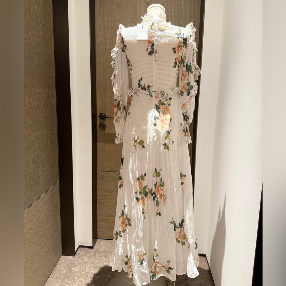 Zimmermann Ivory Maxi Dress with Peach Floral Print - Picture 4 of 15